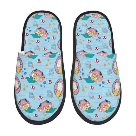 Balery Gnome Pool Party Slient Indoor Furry Fleece Comfort House Shoes Soft Non-Slip Home Shoes Cotton slippers House Slippers-- Large