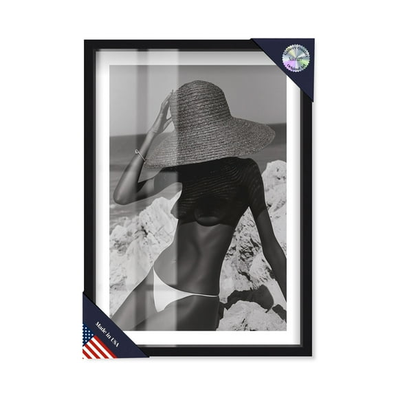 Rita in Saint Tropez Shadowbox Print Fashion Art Prints by Notoriart, Black Frame, 11 x 16