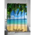 thumbnail image 5 of Tropical Shower Curtain, Beach Ocean Coconut Bathroom Decor Curtains Set with Hooks, Green Bule Light Yellow Waterproof Fabric Home Accessories， 72 X 72 Inch Long, 5 of 6