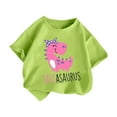 thumbnail image 2 of BLTIBY 2025 Girls Boys Summer Short Sleeve Top Child Kid Round Neck Printed Cotton Shirts Infant Toddler Fashion Casual Loose Pullover Blouse Mint Green 12-14 Years, 2 of 7