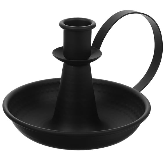OULII Stylish Black Metal Candle Holder with Handle for Dining Table Decor and Wedding Candlelight Centerpieces
