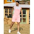 thumbnail image 4 of Denim Overalls for Men Jean Shorts Jumpsuit Work Bibs Coveralls with Zipper(Pink,S), 4 of 8
