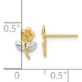 thumbnail image 3 of Finest Gold 14K Yellow Gold & Rhodium Flower Post Earrings, 3 of 3