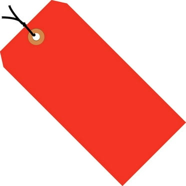 Box Partners Shipping Tags Pre-Strung 13 Pt. 2 3/4" x 1 3/8" Fluorescent Red 1000/Case G12012C