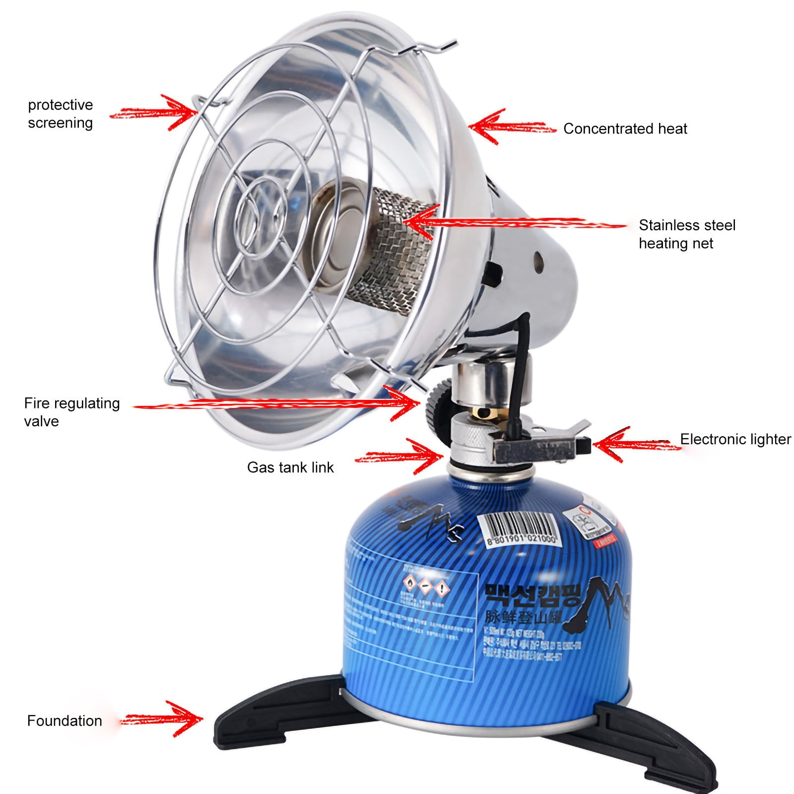 EARKITY Portable Gas Heater, Camping Heater, Lightweight Camp Gas Heater, Camping Warmer, Heating Stove Outdoor, for Winter Warmth Tent Camping Backpacking Picnic Hiking Traveling BBQ