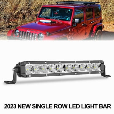 14" Slim LED Light Bar Single Row Combo For 07-18 Jeep Wrangler JK Front Bumper
