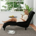 thumbnail image 7 of FFH Chaise Lounge Indoor, Velvet Button-Tufted Chaise Lounge Chair with Bolster Pillow, Black, 7 of 7
