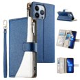 thumbnail image 4 of Funda cartera GANGXUN para iPhone 13 Pro , cuero PU con tarjetero, cremallera, correa de mano, soporte y protección 640°, 4 of 6