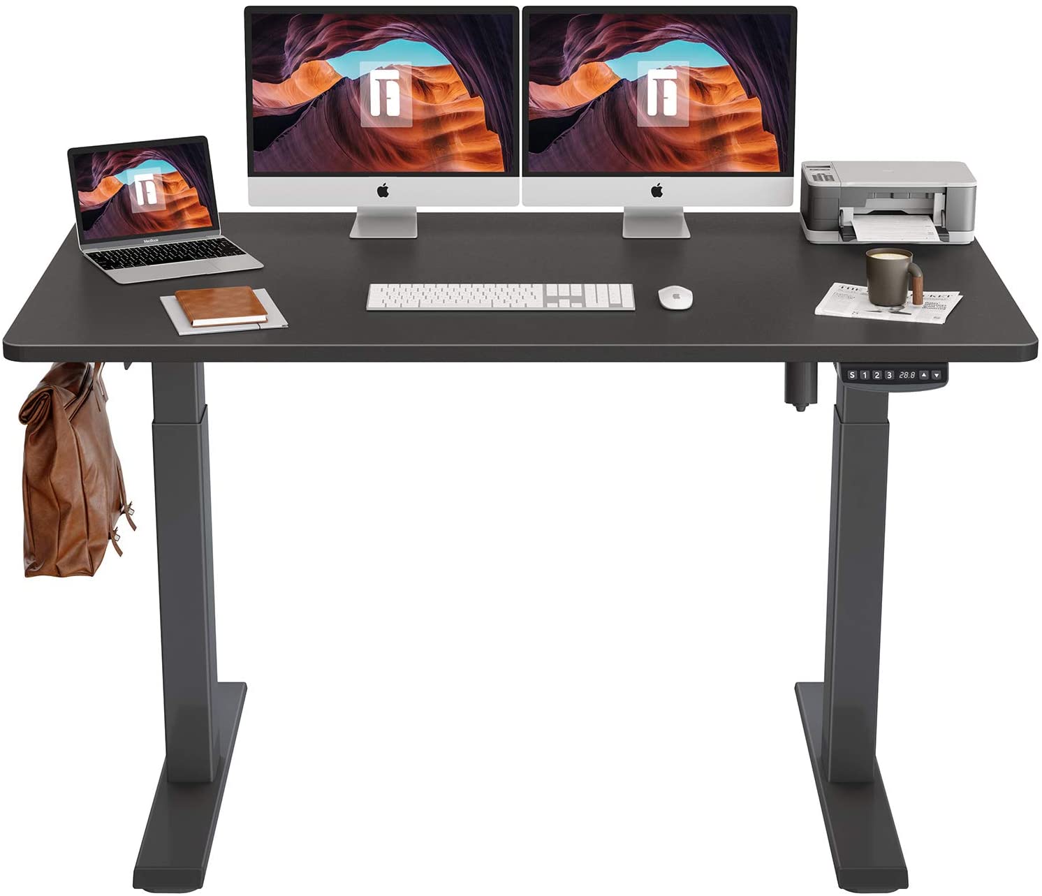 Fezibo Height Adjustable Electric Standing Desk 63 X 24 Inches Stand Up Table Sit Stand Home Office Desk With Splice Board Black Frame Black Top Walmart Com