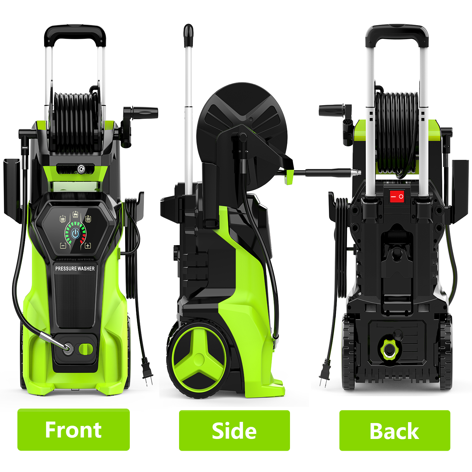 Fenbeli Electric Pressure Washer, 5000 PSI 3.2 GPM Touch Screen Adjustable Pressure, 4 Nozzles and Foam Cannon Power Washer Cleaning for Patio