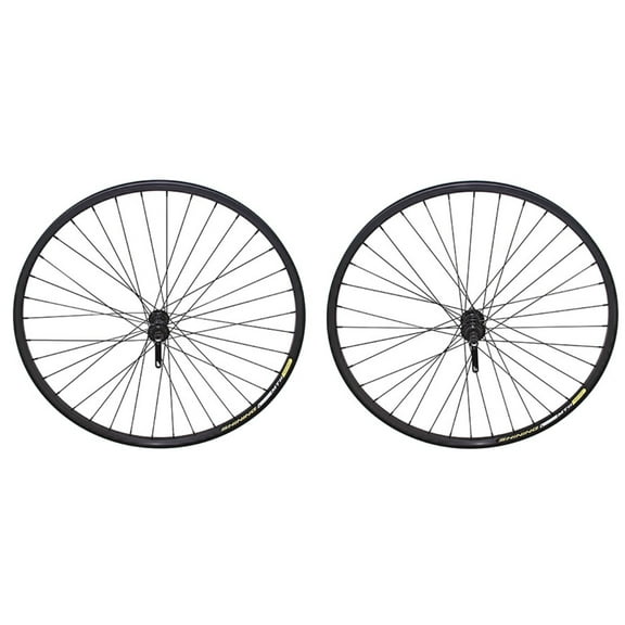 Black 29 Alloy Bike Wheel Set with 36 Spokes. Front and rear Free Wheel bicycle wheel set with Double wall and Quick Release axle.