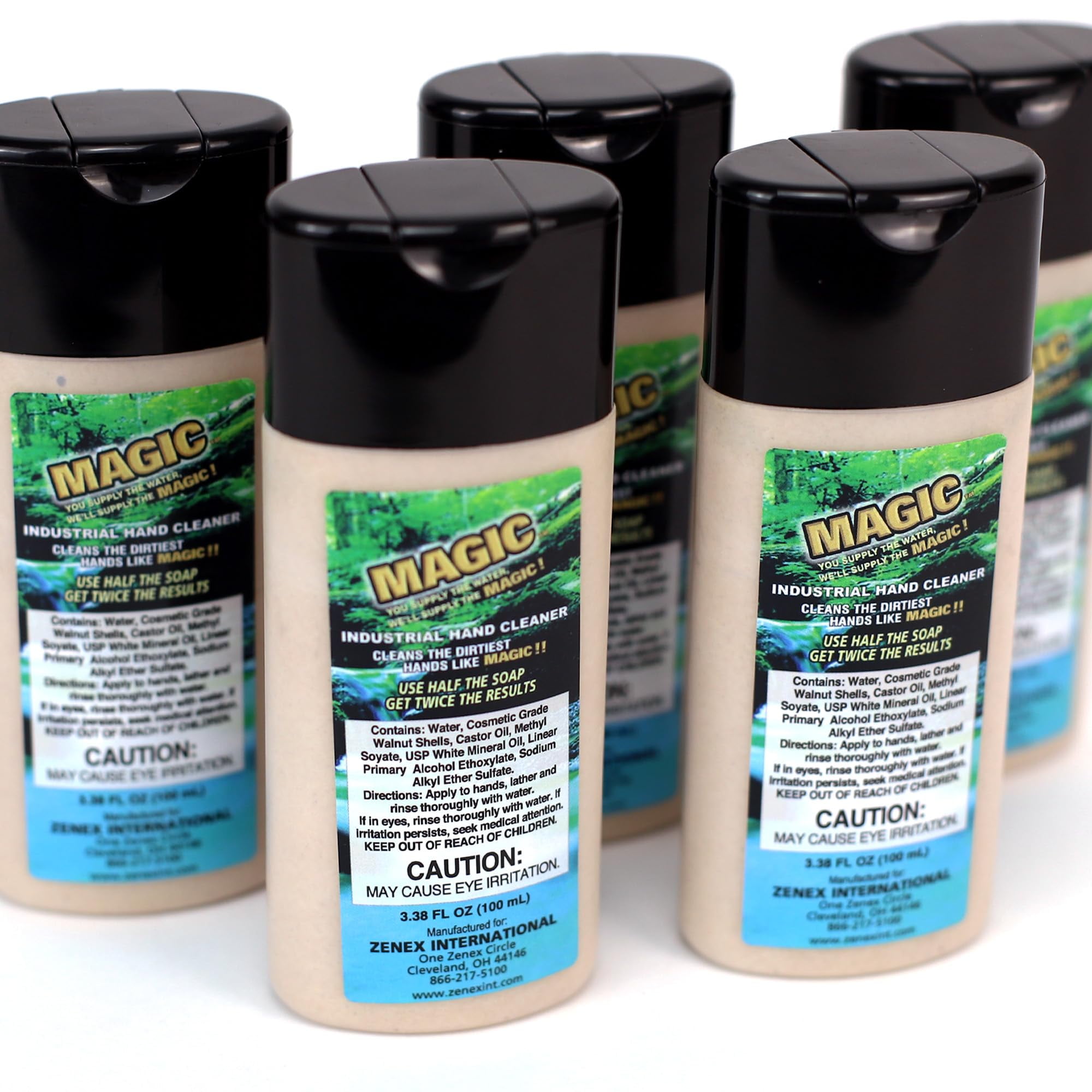 Zenex Concentrated Magic™ Hand Soap 100 ML 5 Pack | Walnut Shell Abrasives | Citrus Scent | Removes Tough Grime