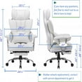 thumbnail image 6 of Buballino Executive Chair, PU Leather, High Back & Lumbar Support, Adjustable Armrests, White, 6 of 9