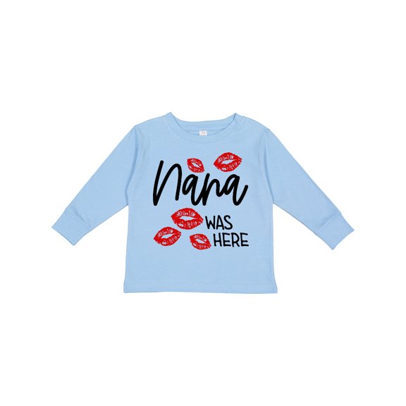 Inktastic Nana Was Here Red Kisses Boys or Girls Long Sleeve Toddler T-Shirt