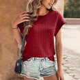 thumbnail image 2 of Camisas de Manga Corta para las Mujeres Casual, Moda Cuello Redondo Color Sólido, Blusas de Verano para las Mujeres, 2 of 9
