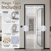 Qoosea Magnetic Screen Door with Heavy Duty Magnets, Self Sealing Mesh Screen Curtain with Hooks, Full Frame Hands Free Magnetic Door Screen Closure Fit Door Size 39 x 83 Incn(White))