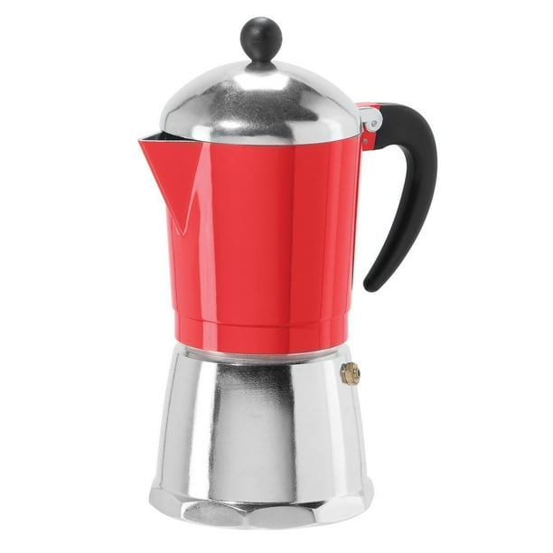 OGGI 6 Cup Cast Aluminum Stovetop Espresso Coffee Maker Red Walmart