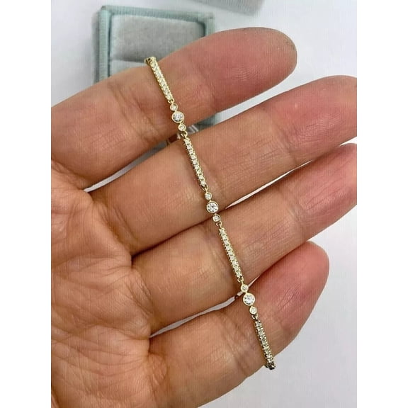 Beautiful 3CT Round Cut Lab-Created Diamond Women's Tennis Bracelet 14K Yellow Gold Plated 7" 925 Silver