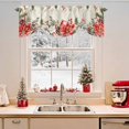 thumbnail image 2 of Christmas Floral Tie Up Valances Curtain, Red White Flowers Green Leaf Vintage Letter Adjustable Rod Pocket Short Window Treatment Tie Up Curtains Valances for Kitchen Living Room Bathroom 42x12 In, 2 of 9