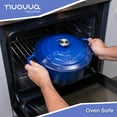 thumbnail image 3 of Olla holandesa de hierro fundido con tapa – Cacerola esmaltada antiadherente apta para horno – Batería de cocina resistente para horno holandés – Azul oscuro, 7.3 cuartos, 30 cm – de Nuovva, 3 of 5