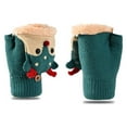 thumbnail image 4 of Children Winter Gloves Christmas Cartoon Elk Flip Half-Finger Mittens for Girl Boy Kids Warm Plush Lined Fingerless Glove (Grey,One Size), 4 of 7
