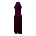 thumbnail image 3 of EliteGoogv Womens Halter Neck Sexy High Slit Maxi Dress Elegant Formal Evening Gown Bodycon Fit Special Occasion Party Wear,Red,S, 3 of 4