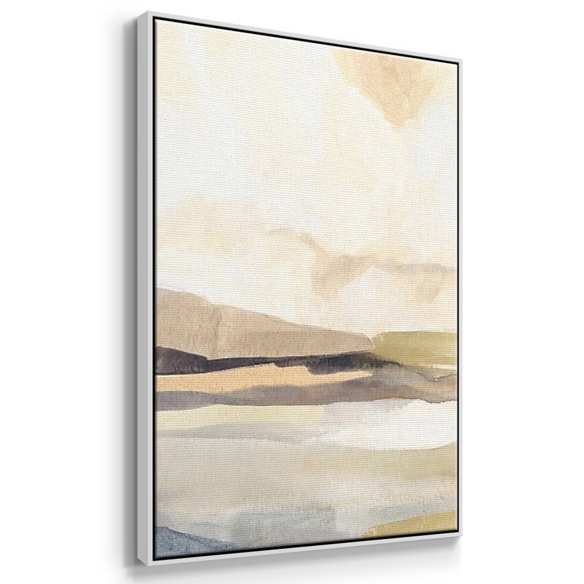 Abstract Neutral Tone Framed Wall Art – Slate Movement I – Premium Gallery Wrapped Canvas, L Floating Frame, 3 Piece Set, Ready to Hang