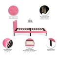 thumbnail image 2 of Modern Pink Faux Leather Tufted Twin Platform Bed, 2 of 7