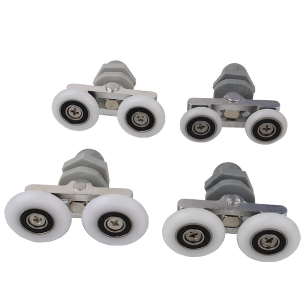 Corredores para puerta de ducha de aleación de zinc liso 23 mm, 25 mm Rodillos dobles para puerta de ducha (4 piezas)