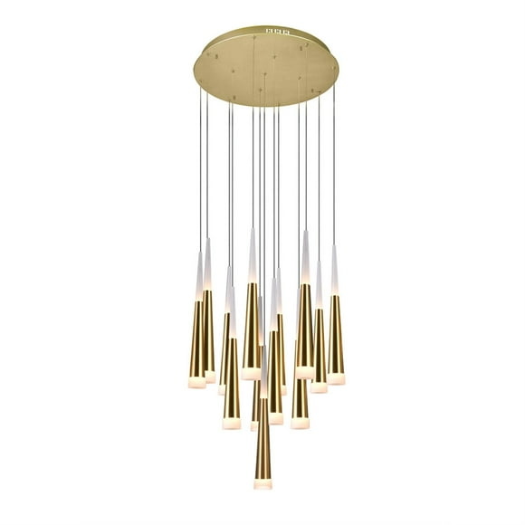 Suspension à DEL à Multiples Lumières avec Fini Feuille d'Or