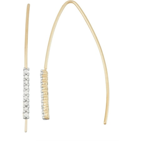 1/10 Carat T.W. Diamond 10kt Yellow Gold Linear Bar Wire Drop Earrings
