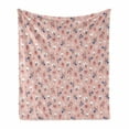 thumbnail image 1 of Botanic Soft Flannel Fleece Throw Blanket, Pastel Blossoms Along Strawberries Berry Bouquets Forest Essence, Cozy Plush for Indoor and Outdoor Use, 50" x 60", Violet Blue and Pale Pink, by Ambesonne, 1 of 5