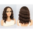 thumbnail image 3 of Unique Bargains Lace Front Wigs for Women 14" Dark Brown Medium Long Loose Wavy with Wig Cap, 3 of 7