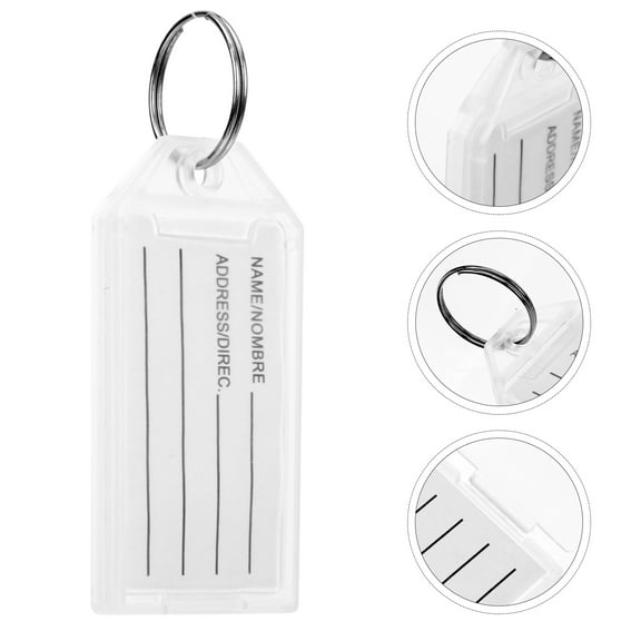 30 Pcs White Plastic Key Labels ID Key Chain Tags for Hotel, Office, Home Use, and Easy to Write
