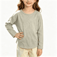 thumbnail image 2 of NEBWOAK Boys Girls Long Sleeve Cotton T-Shirt Crewneck Beige Loose Fit Casual Tee,Size 3 T, 2 of 7