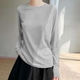 thumbnail image 3 of yillto Women Long Sleeve Shirts Basic Crewneck Lightweight Tees Solid Color Casual Loose Tshirts Tops, 3 of 5