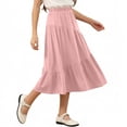 thumbnail image 4 of NAISIBABY Girls Long Skirt, Flowy Ruffle A-Line High Waist Kids Casual Tiered Maxi Skirt Pink 6T, 4 of 7