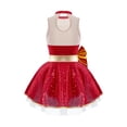thumbnail image 2 of iiniim Robe de Noël à Sequins pour Enfants Filles Costume de Danse de Salon Justaucorps Dos Creux Sans Manches Col Rond avec Nœud Rouge 16, 2 of 7