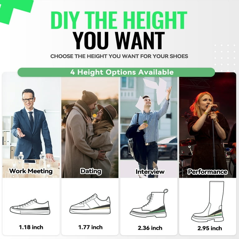 DynWalker Shoe Lifts Height Increasing Insoles Boost Inner Sole Heel Insoles 3 Layer Shoes Heels Pads for Shoes Anti Slip Flexible Soft Cushioned Heel