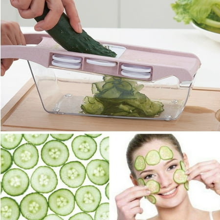 6 in 1 Slicer Vegetable Cutter Chopper Dicer, Manual cutter chopper Pro, Kitchen Potato Slicer Food Slicer Cheese Chopper Veggie Cutter for Cucumber