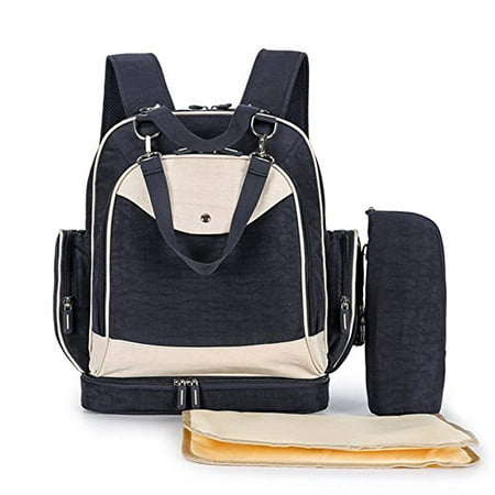 Wendana Baby Diaper Backpack Nappy Bags with Stroller Straps and Insulated Bottle Sleeve，Mom bag- Navy