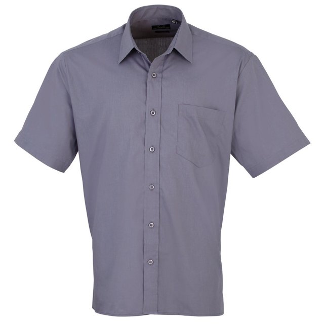 Premier Mens Short Sleeve Formal Poplin Plain Work Shirt