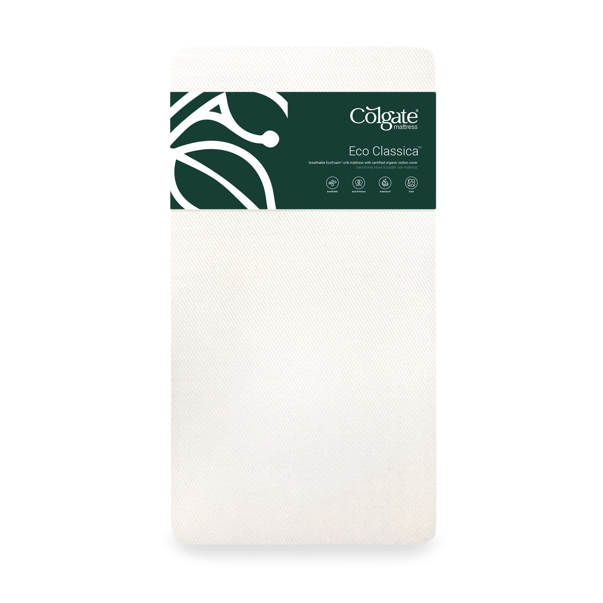 Colgate Eco Classica III Dual Firmness Foam Crib and Toddler Mattress, 51.75 " x 27.5" x 5", Waterproof Cover, Hypo Allergenic