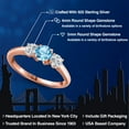 thumbnail image 2 of Gem Stone King 18K Rose Gold Plated Silver Swiss Blue Topaz and Lab Grown Diamond Engagement Ring for Women | 1.19 Cttw | Round 5MM | Gemstone November Birthstone | Size 5, 2 of 6