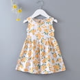 thumbnail image 4 of Odeerbi Toddler Girls Clothes Summer Floral Tank Dress Cotton Sun Dress Children's Clothing Yellow, 4 of 5