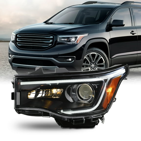 AKKON - Fit 2017 2018 2019 GMC Acadia 17-19 w/LED DRL Halogen Projector Headlight Black Houing OE Style Driver Left