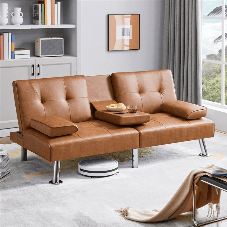 Faux leather futon sofa bed hotsell