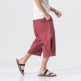 thumbnail image 7 of ZVNAΖH Mens Harem Capri Pants Casual Drawstring Elastic Waist Cotton 3/4 Shorts Summer Beach Yoga Tapered Trousers, 7 of 7