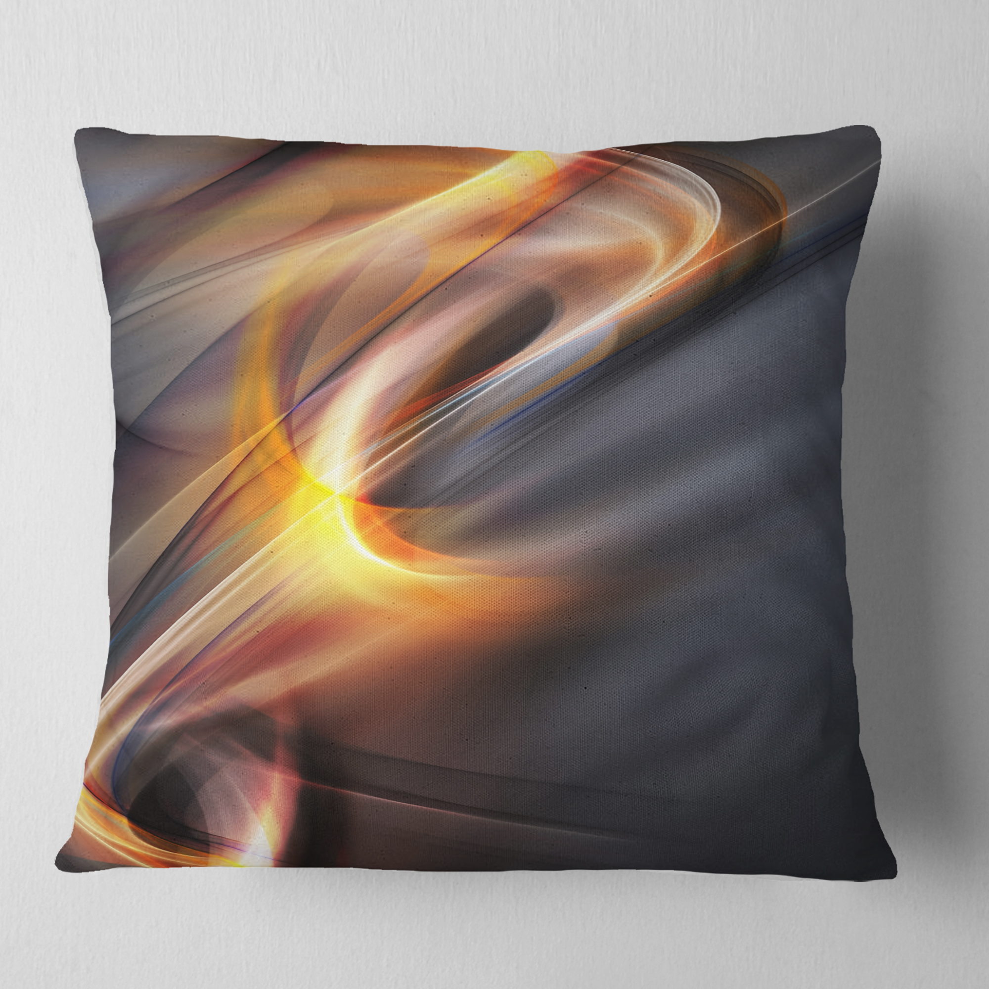 Designart Yellow Gray Light Art - Abstract Throw Pillow - 18x18