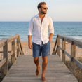 thumbnail image 7 of YNGKMEA Men's Casual Linen Shorts Elastic Waist Drawstring Shorts Soft Lightweight Breathable Summer Loose Pocket Athletic Shorts, 7 of 7
